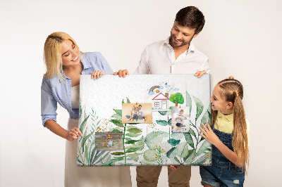 Quadro de aviso de cortiça Folhas em aquarela