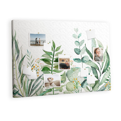 Quadro de aviso de cortiça Folhas em aquarela