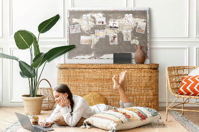 Quadro em cortiça Mapa-múndi marrom