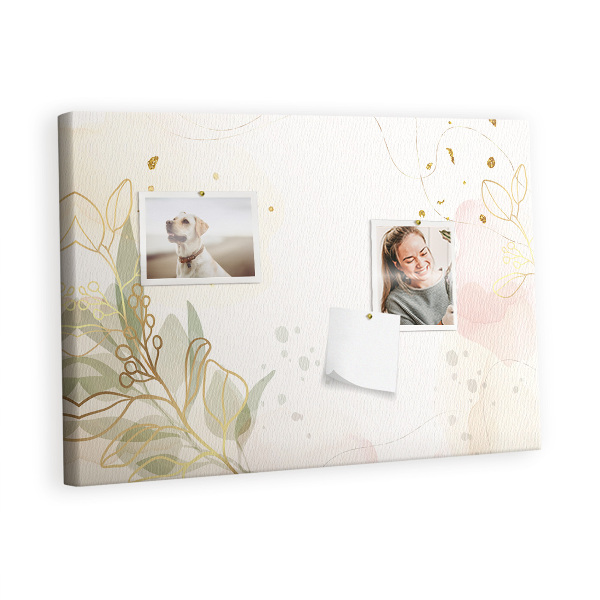 Quadro de aviso de cortiça Arte de linha dourada