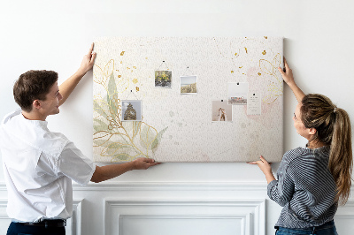 Quadro de aviso de cortiça Arte de linha dourada