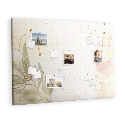 Quadro de aviso de cortiça Arte de linha dourada