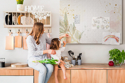 Quadro de aviso de cortiça Arte de linha dourada