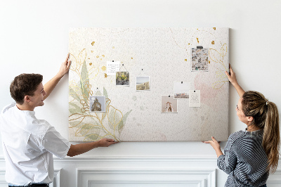 Quadro de aviso de cortiça Arte de linha dourada