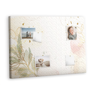 Quadro de aviso de cortiça Arte de linha dourada