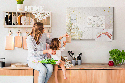 Quadro de aviso de cortiça Arte de linha dourada