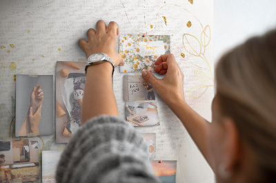 Quadro de aviso de cortiça Arte de linha dourada