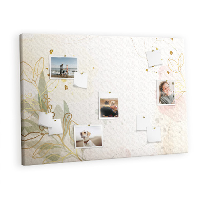 Quadro de aviso de cortiça Arte de linha dourada