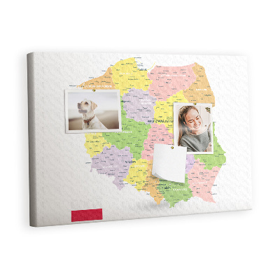Quadro de aviso de cortiça Mapa da Polônia