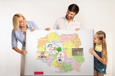 Quadro de aviso de cortiça Mapa da Polônia