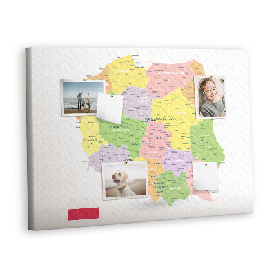Quadro de aviso de cortiça Mapa da Polônia