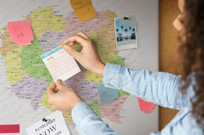 Quadro de aviso de cortiça Mapa da Polônia
