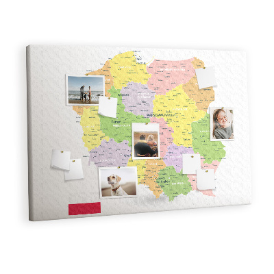 Quadro de aviso de cortiça Mapa da Polônia