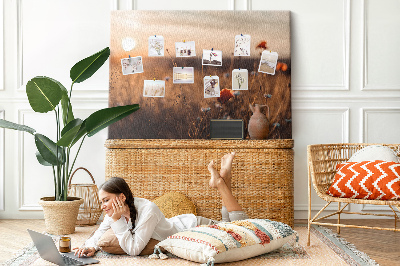 Quadro de aviso de cortiça Nascer do sol no campo