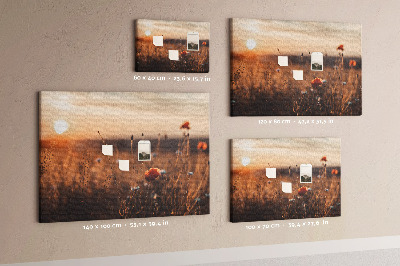 Quadro de aviso de cortiça Nascer do sol no campo