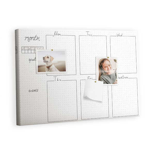 Quadro de aviso de cortiça Plano semanal