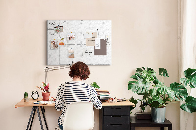 Quadro de aviso de cortiça Plano semanal