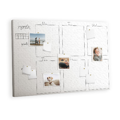 Quadro de aviso de cortiça Plano semanal