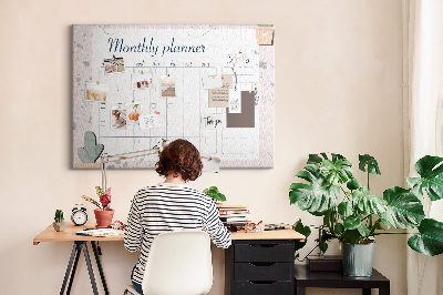 Painel em cortiça Planejador mensal