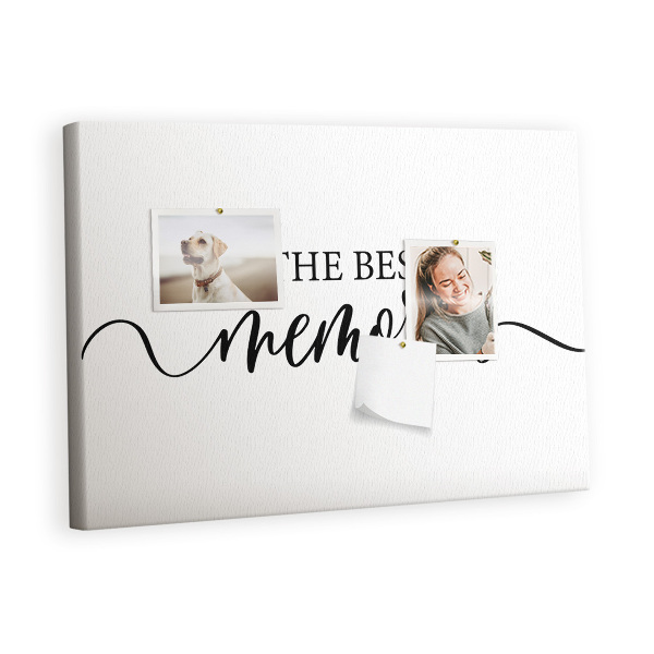 Quadro de aviso de cortiça Inscrição de memórias