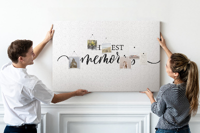 Quadro de aviso de cortiça Inscrição de memórias