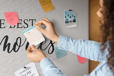 Quadro de aviso de cortiça Inscrição de memórias