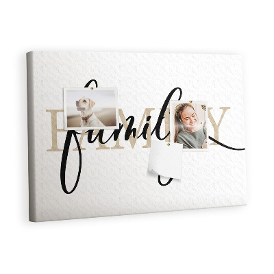 Painel em cortiça A família da inscrição