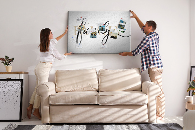 Painel em cortiça A família da inscrição