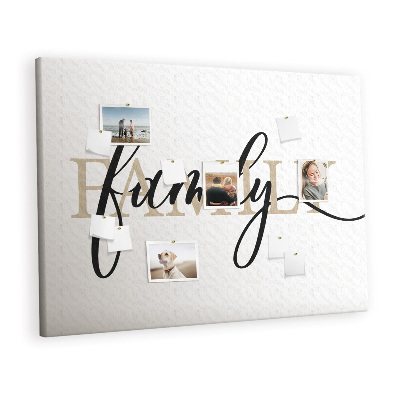 Painel em cortiça A família da inscrição