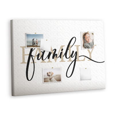 Painel em cortiça A família da inscrição