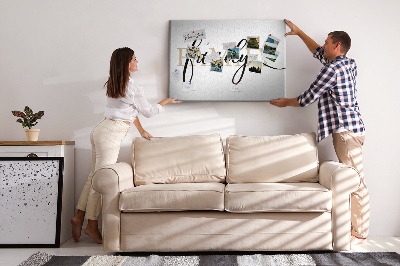 Painel em cortiça A família da inscrição