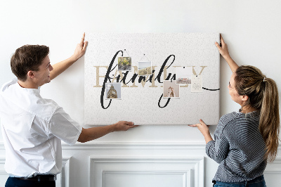 Painel em cortiça A família da inscrição