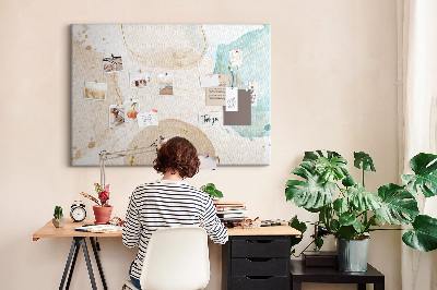 Quadro de aviso de cortiça Manchas de aquarela