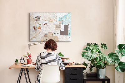 Quadro de aviso de cortiça Manchas de aquarela