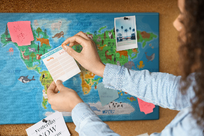 Quadro em cortiça Mapa de desenho animado