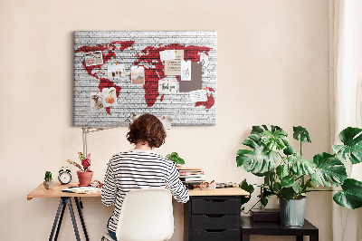 Quadro de aviso de cortiça Mundo de parede de tijolos