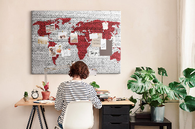 Quadro de aviso de cortiça Mundo de parede de tijolos