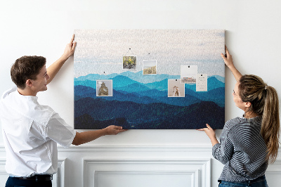 Quadro de aviso de cortiça Montanhas em aquarela