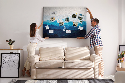 Quadro de aviso de cortiça Montanhas em aquarela