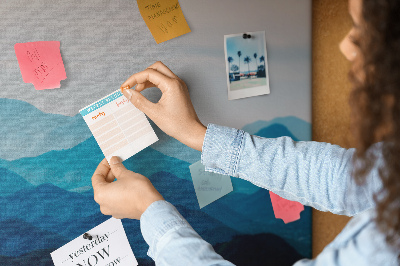 Quadro de aviso de cortiça Montanhas em aquarela