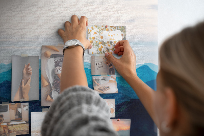 Quadro de aviso de cortiça Montanhas em aquarela