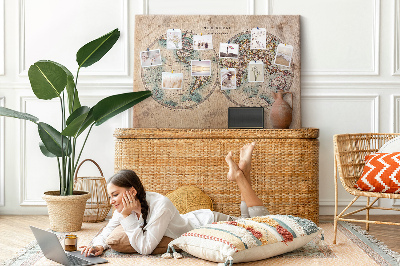 Quadro de aviso de cortiça Mapa do globo mundial