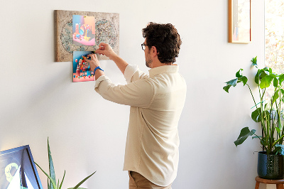 Quadro de aviso de cortiça Mapa do globo mundial