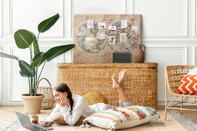 Quadro de aviso de cortiça Mapa do globo mundial