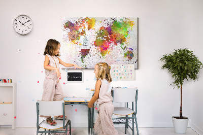 Quadro em cortiça Mapa-múndi em aquarela