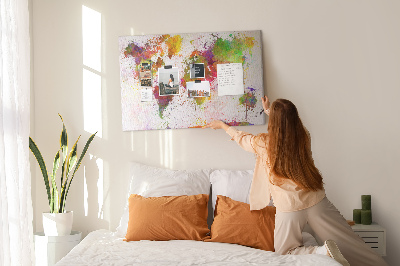 Quadro em cortiça Mapa-múndi em aquarela