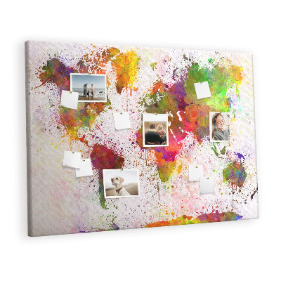 Quadro em cortiça Mapa-múndi em aquarela