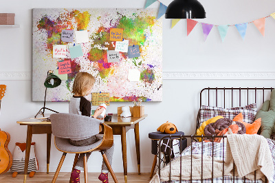 Quadro em cortiça Mapa-múndi em aquarela