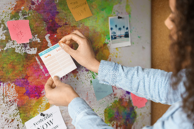 Quadro em cortiça Mapa-múndi em aquarela