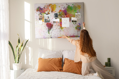 Quadro em cortiça Mapa-múndi em aquarela